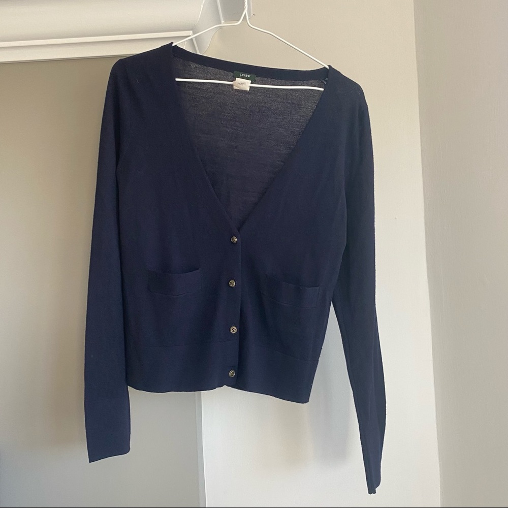 J. Crew navy merino wool cardigan with pockets